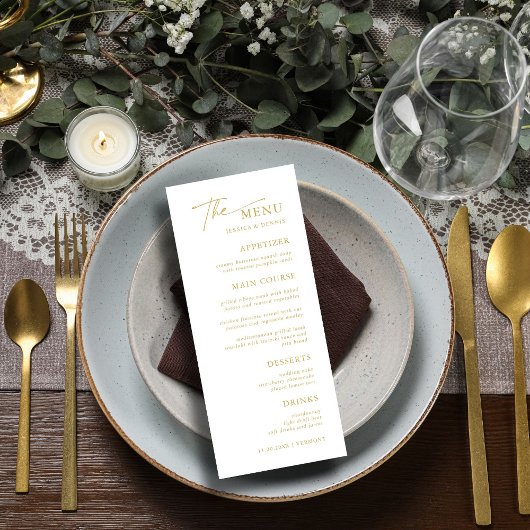 Menu Moderne minimaliste élégante calligraphie Mariage