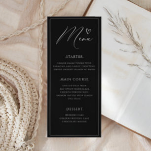 Menu Moderne minimaliste et chic Mariage noir et blanc