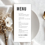 Menu Moderne minimaliste Gros Gras Monogramme Mariage C<br><div class="desc">Complétez votre paysage de table de réception avec cette carte de menu mariage moderne en noir et blanc. La police audacieuse et l'agencement soigné confèrent un aspect frappant mais élégant,  parfait pour les mariages contemporains et formels. Customisez avec vos choix de repas.</div>