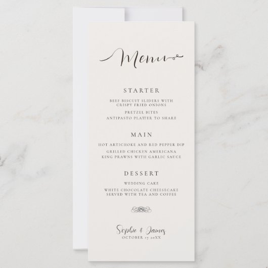 Menu Moderne Minimaliste Mariage (Devant)