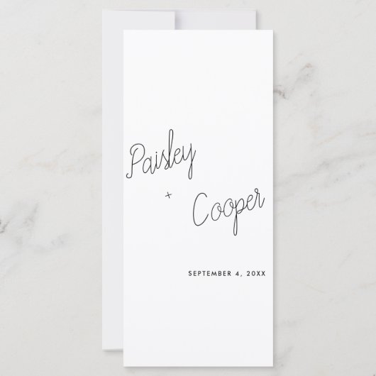 Menu Moderne Minimaliste Mariage (Dos)