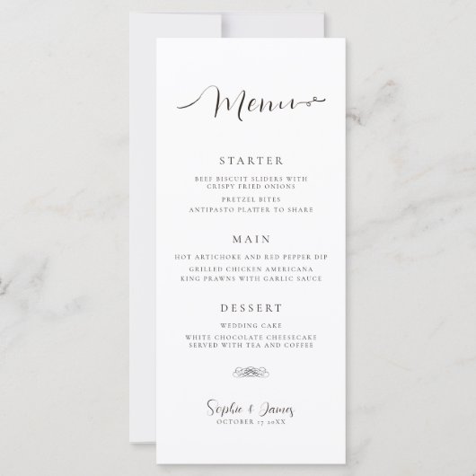 Menu Moderne minimaliste Mariage blanc (Devant)