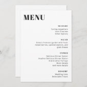 Menu moderne minimaliste modifiable noir et blanc (Devant / Derrière)