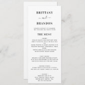 Menu Moderne minimaliste noir & blanc Mariage simple (Devant / Derrière)