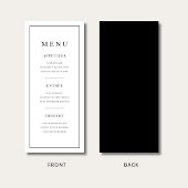 Menu Moderne minimaliste noir et blanc