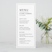 Menu moderne minimaliste noir et blanc mariage (Debout devant)