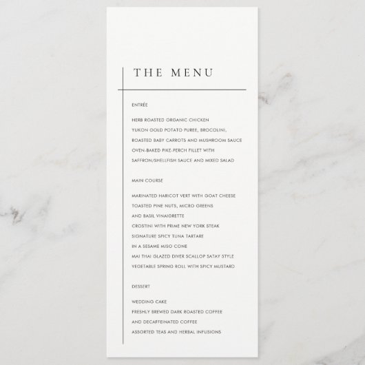 MENU MODERNE MODERNE NOIR ET BLANC MARIAGE DE TYPOGRAPH (Devant)