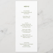 Menu Moderne Moss Green Botanical Floral Mariage (Devant)