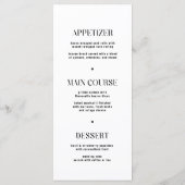 Menu moderne noir et blanc Mariage (Dos)