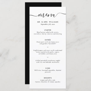 Menu moderne noir et blanc Mariage
