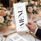 Menu moderne noir et blanc Mariage