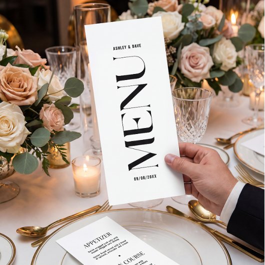 Menu moderne noir et blanc Mariage