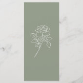 Menu Moderne Olive Green Français Rose Mariage Save Men (Dos)