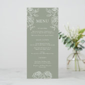Menu Moderne Olive Green Français Rose Mariage Save Men (Debout devant)