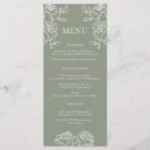 Menu Moderne Olive Green Français Rose Mariage Save Men (Devant)