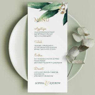 Menu Moderne peint botanique verdure mariage rustique