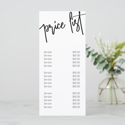 Menu Moderne prijs voor zwart-wit-service (Staand voorkant)