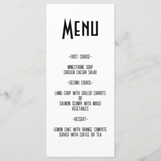 Menu moderne Retro Bold et Edgy Mariage (Devant)