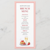 Menu Moderne rose Élégant Simple Fête des Mères Brunch (Devant)