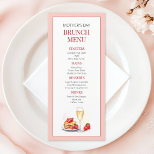 Menu Moderne rose Élégant Simple Fête des Mères Brunch