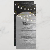 Menu Moderne Rustique Noir Bois Lumière Arc Mariage (Devant / Derrière)