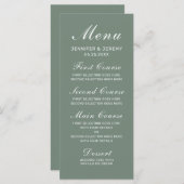 Menu Moderne Sage Green Élégant Mariage de script blanc (Devant / Derrière)