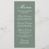 Menu Moderne Sage Green Élégant Mariage de script blanc (Devant)