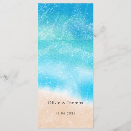 Menu Moderne simple aquarelle Sandy Beach Mariage (Dos)