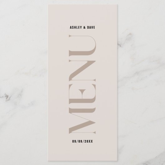 Menu Moderne Simple Beige Edge Mariage (Devant)