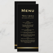 Menu moderne Simple Black Gold Mariage (Devant / Derrière)
