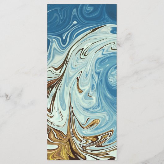 Menu Moderne Simple Bleu Abstrait Art Mariage artistiqu (Dos)