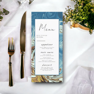 Menu Moderne Simple Bleu Abstrait Art Mariage artistiqu