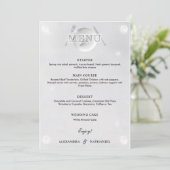 Menu Moderne Simple Faux Acrylique Mariage Noir et Blan (Debout devant)