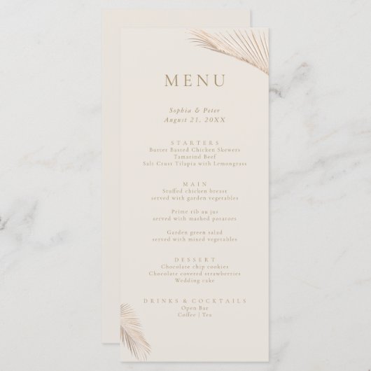 Menu Moderne Simple Feuille Palm (Devant / Derrière)