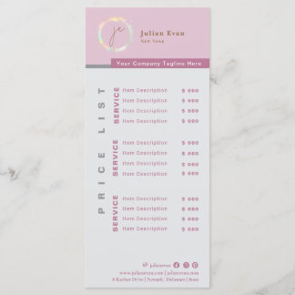 Menu Moderne simple Hologramme Monographie rose Prix