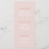 Menu moderne simple Mariage de bord rose (Dos)
