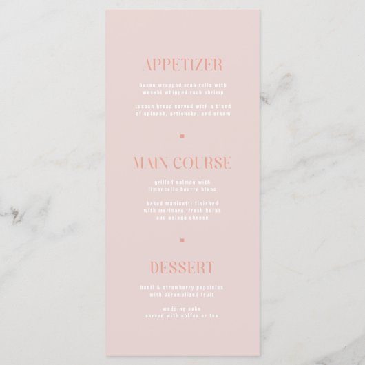 Menu moderne simple Mariage de bord rose (Dos)