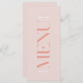 Menu moderne simple Mariage de bord rose (Devant / Derrière)