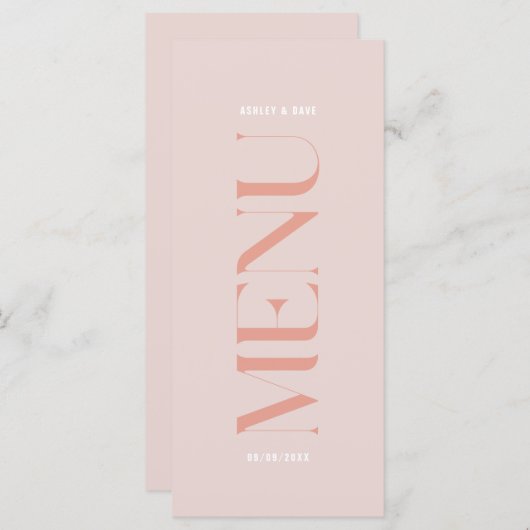 Menu moderne simple Mariage de bord rose (Devant / Derrière)