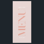 Menu moderne simple Mariage de bord rose<br><div class="desc">Ce menu Mariage aux couleurs rose pâle conviendra parfaitement aux Mariages modernes. Il comporte des lettres en gras sur le côté avant de la carte. Le menu est à double sens et la liste des plats à l'arrière est modifiable. Vous pouvez personnaliser ce menu avec les noms et la date...</div>