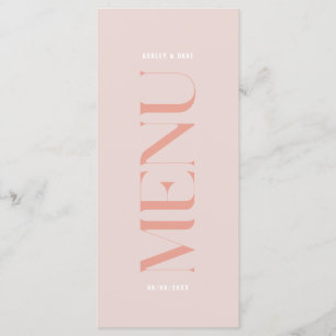 Menu moderne simple Mariage de bord rose