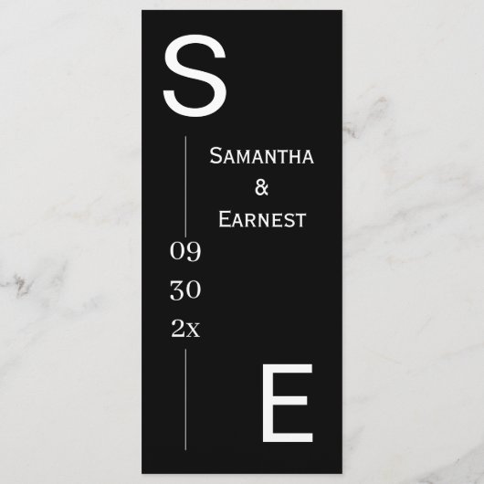 Menu Moderne simple Mariage noir et blanc (Dos)