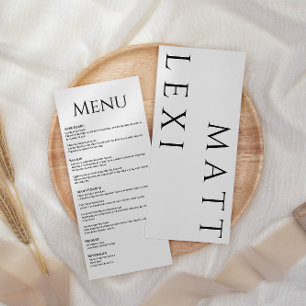 Menu Moderne simple Mariage noir et blanc