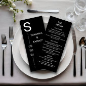 Menu Moderne simple Mariage noir et blanc