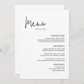 Menu moderne Simple Mariage Table Cartes Menu plat (Devant / Derrière)