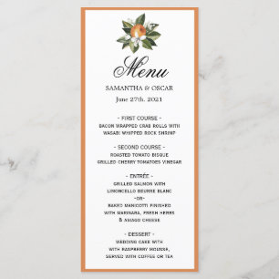 Menu Moderne simple orange et feuille verte