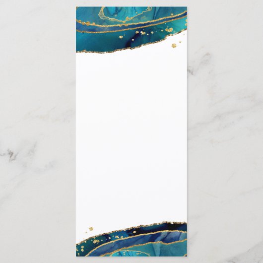 Menu Moderne Turquoise Aquarelle Or Agate Mariage Géode (Dos)