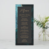 Menu Moderne Turquoise Bleu Or Agate Mariage foncé (Debout devant)