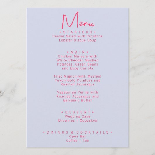 Menu Moderne Whimsical coloré brillant Mariage rétro (Devant)