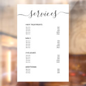 Menu Moderne White Hair Stylist Price List Service Raamsticker (Vel 2)